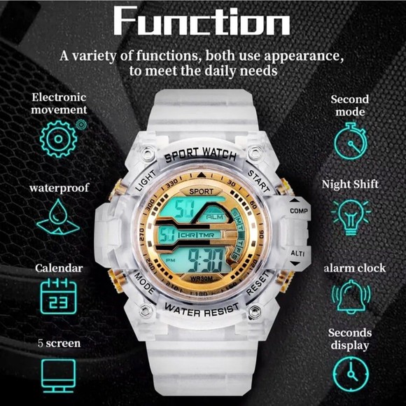 Mens LED Digital Watches Luminous Fashion Sport Waterproof Watches For Man Date - Picture 5 of 9